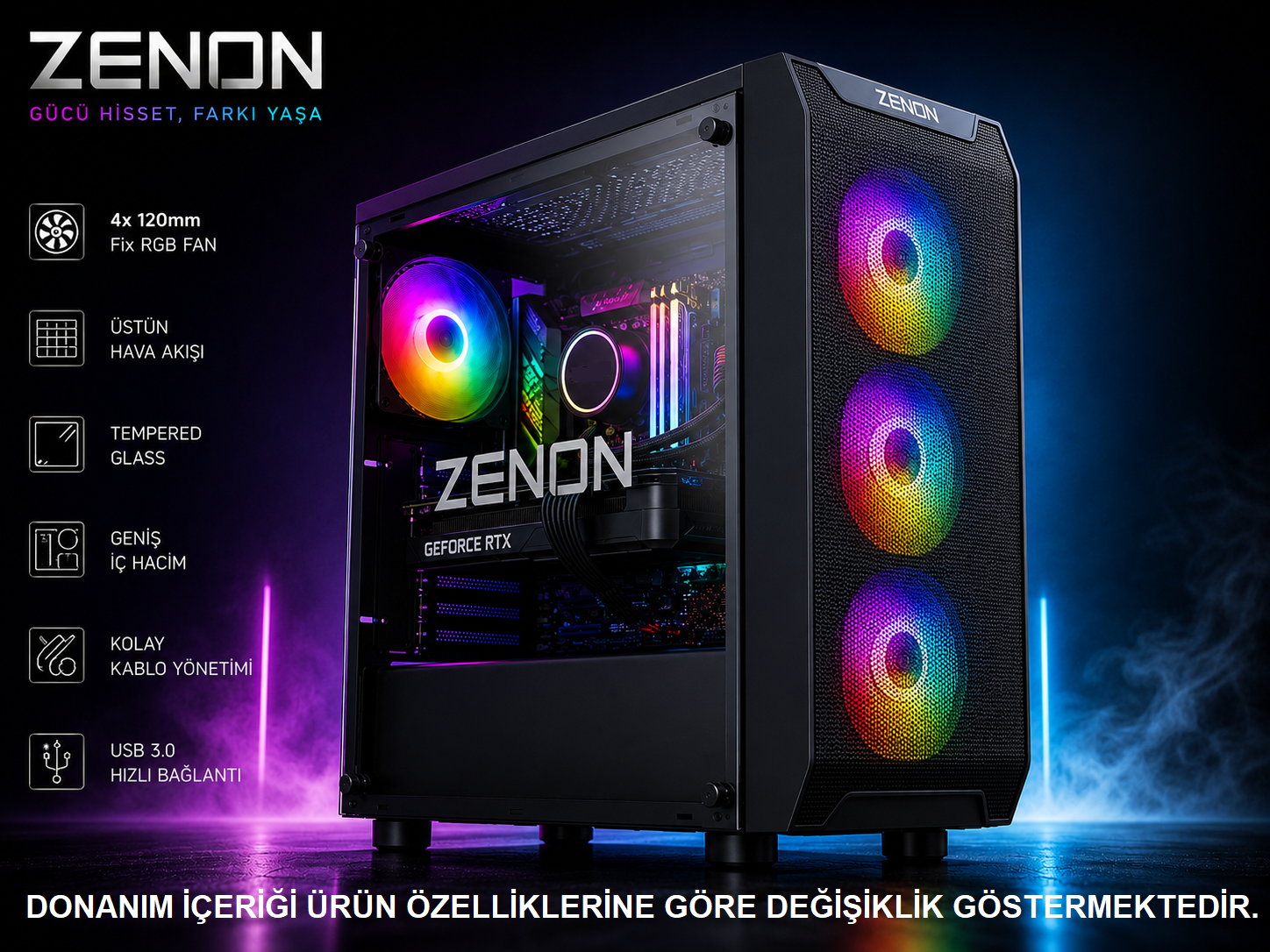 ZENON Gaming ZG-173 i5-14400F 16GB 1TB SSD 8gb RTX5060 DOS Masaüstü Oyun Bilgisayarı (3 Yıl Garanti)