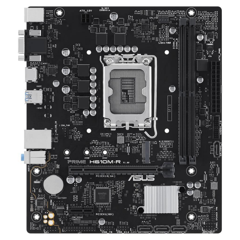ASUS PRIME H610M-R-SI, 2xDDR5, M.2, D-SUB, DP, HDMI, 12-13.14.Nesil, LGA1700 Soket, Anakart