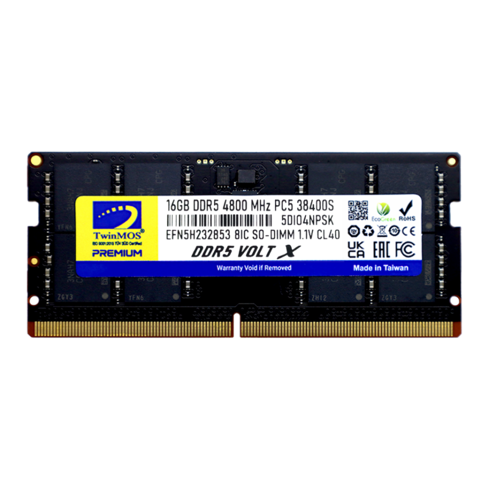 TwinMOS TMD516GB4800S40, 16GB, DDR5, 4800MHz,  CL40, 1.1V Notebook Ram