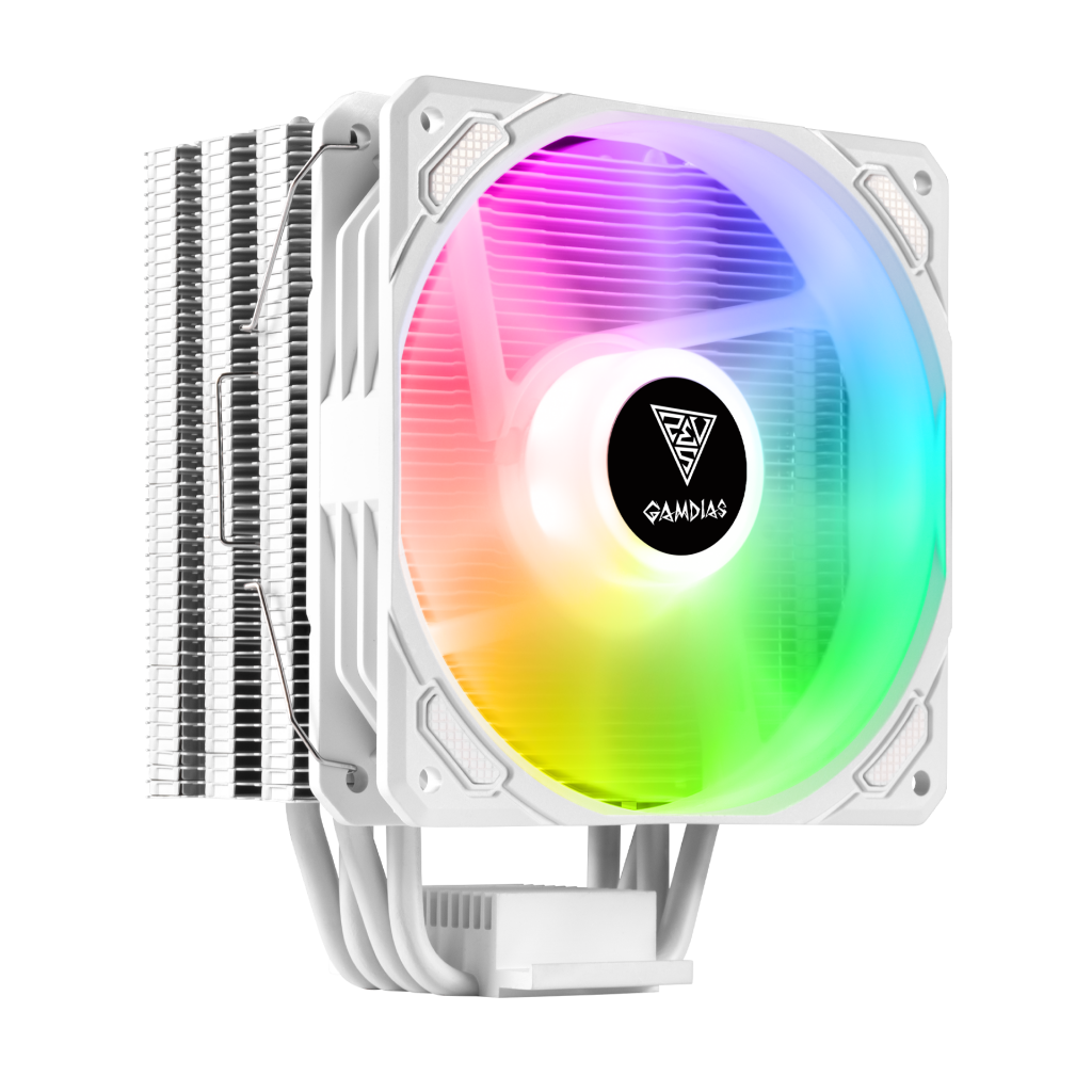 GAMDIAS BOREAS E1-410 WH, White Edition, 120mm, CPU Kule Tipi Hava Soğutma, Doğrudan Temas Teknolojisine Sahip 4 adet Gelişmiş Bakır Isı Borusu (AMD AM4-AM5 ve INTEL Tüm işlemciler ile uyumlu)