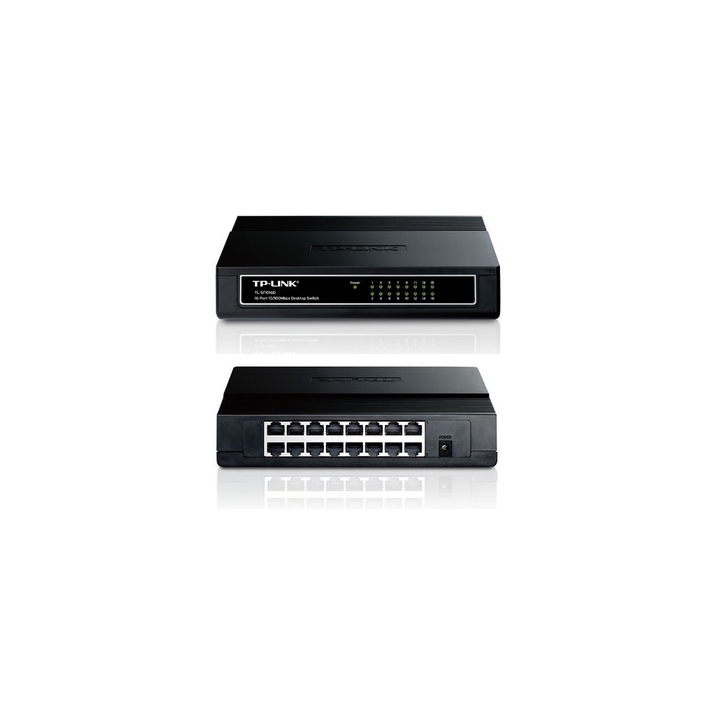 TP-LINK TL-SF1016D, 16 Port, MegaBit, Yönetilemez, Masaüstü Switch