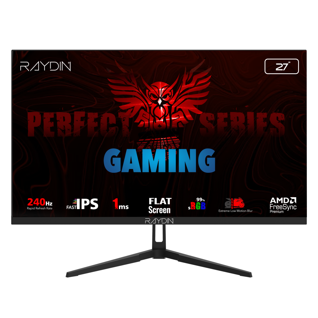 RAYDIN EC27DFI-240HZ, 27", 1ms, 240Hz, Full HD, HDMI, DP, IPS LED, Flat, Frameless, FreeSync Gaming Monitör