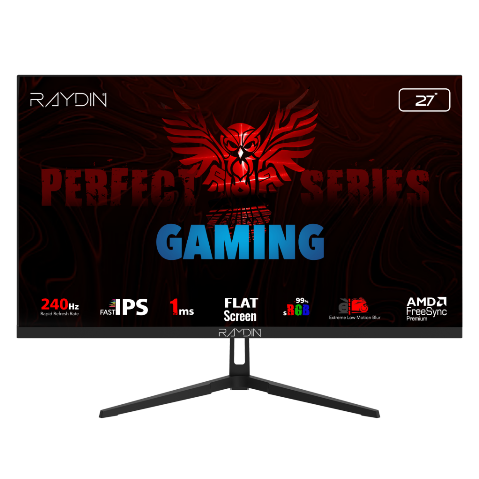 RAYDIN EC27DFI-240HZ, 27", 1ms, 240Hz, Full HD, 350 nits, HDMI, DP, IPS LED, Flat, Frameless, FreeSync Gaming Monitör