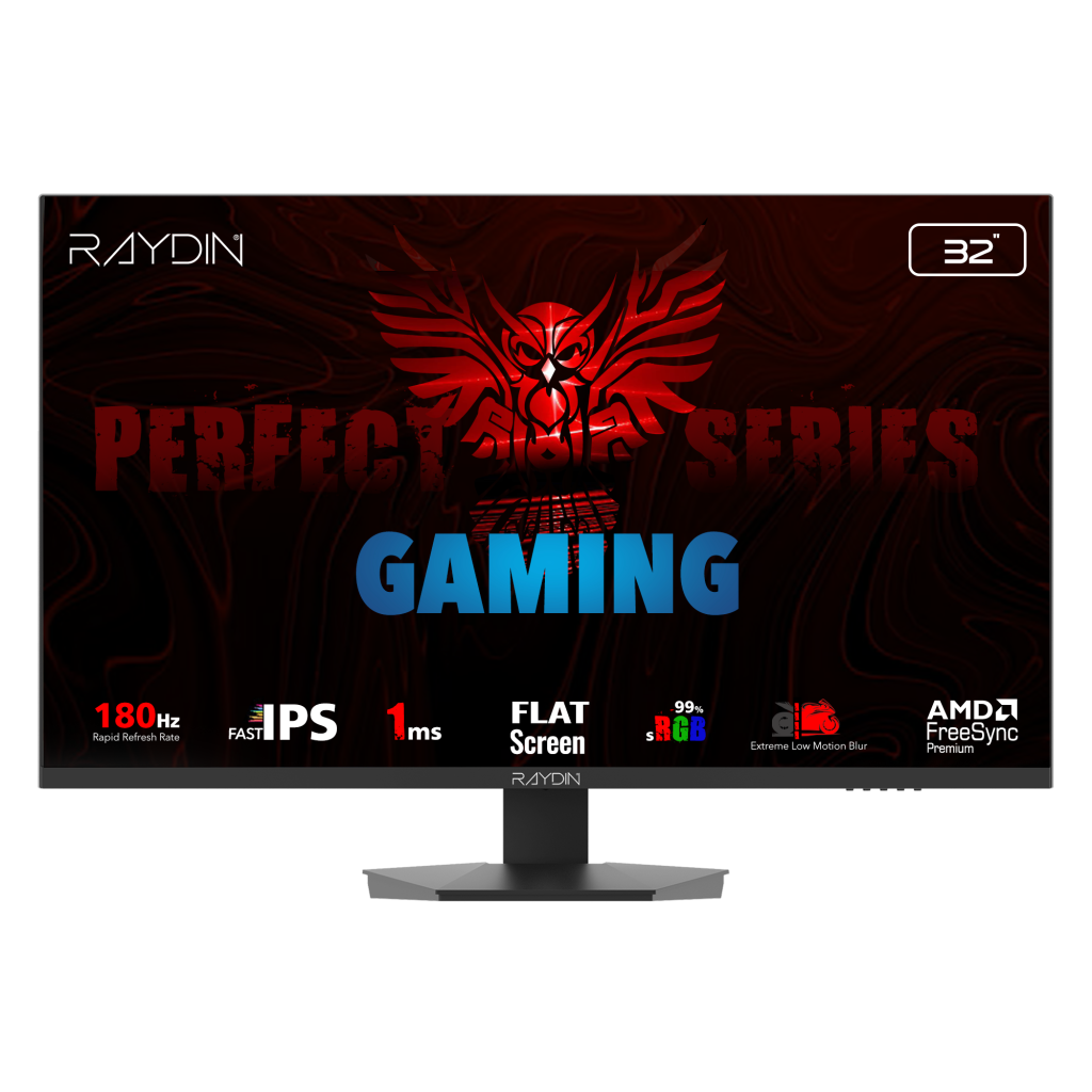 RAYDIN EG32EQI-180HZ, 31.5", 1ms, 180Hz, 2K Quad HD, 2xHDMI, DP, Hoparlör, IPS LED, Flat, Frameless, FreeSync Gaming Monitör