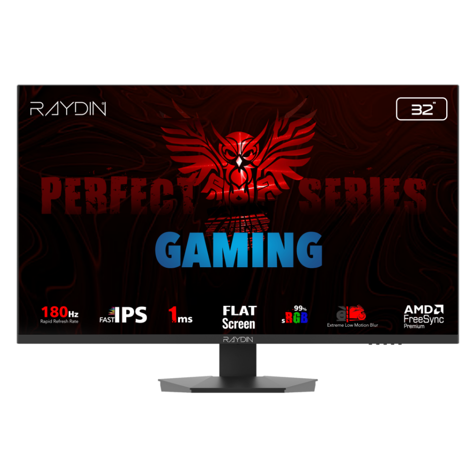 RAYDIN EG32EQI-180HZ, 31.5", 1ms, 180Hz, 2K Quad HD, 350 nits, HD, 2xHDMI, DP, Hoparlör, IPS LED, Flat, Frameless, FreeSync Gaming Monitör