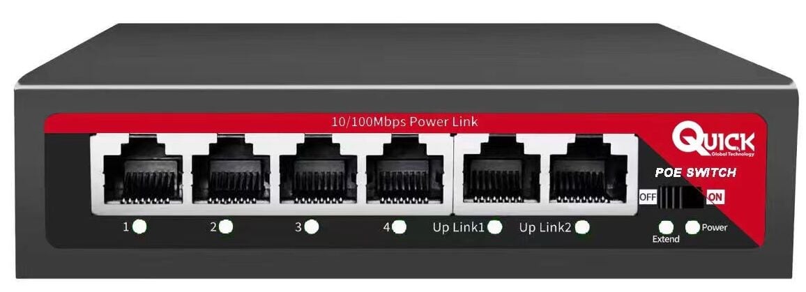 QUICK (Q4P2U) 4 PORT POE 10/100 + 2x10/100 SWİTCH 52V-65Watt
