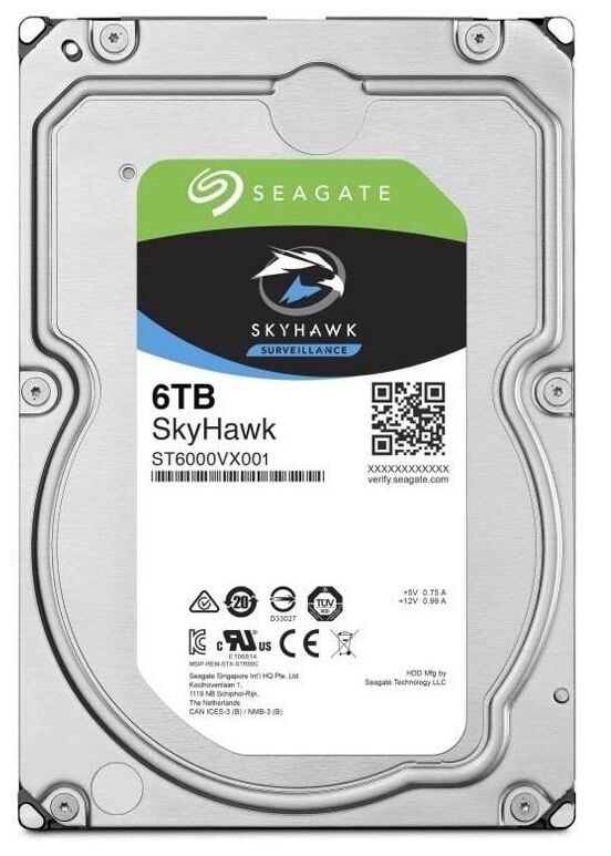 6TB SEAGATE SKYHAWK ST6000VX001 3.5 5400RPM SATA 256MB 7/24  GÜVENLİK