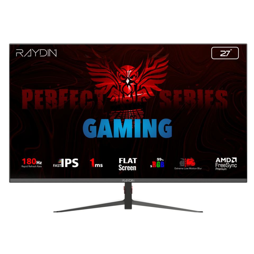 RAYDIN MM27DFI-180HZ, 27", 1ms, 180Hz, Full HD, 300 nits, HDMI, DP, IPS LED, Flat, Frameless, FreeSync Gaming Monitör