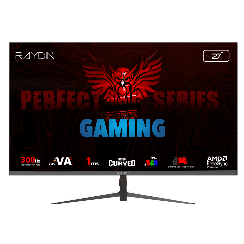 RAYDIN MM27RFA-300HZ, 27", 1ms, 300Hz, Full HD, 2xHDMI, DP, VA LED, R1500 Curved, Frameless, FreeSync Gaming Monitör