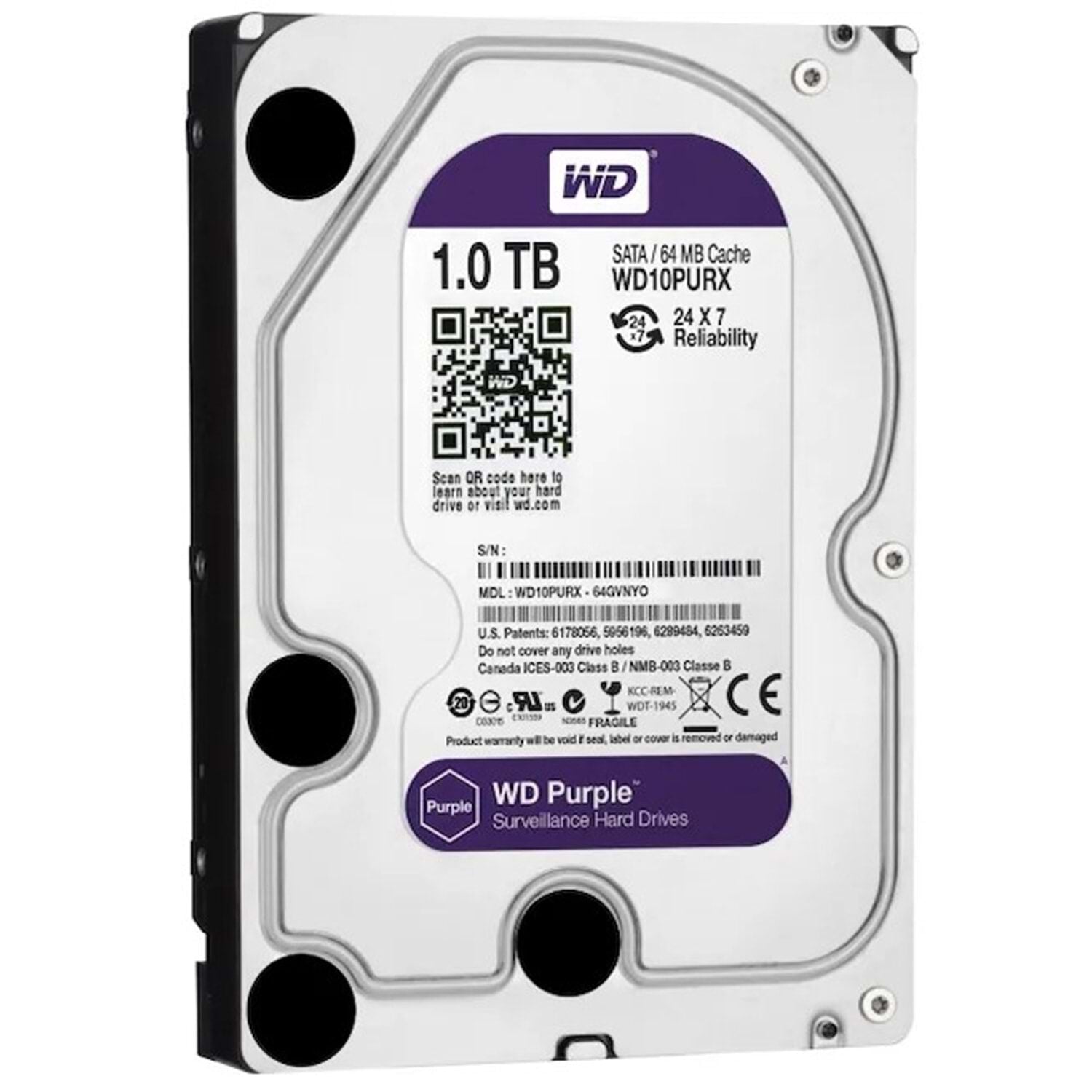 WD Purple 1TB 3.5'' WD10PURX Sata 7/24 Güvenlik Disk (1Yıl Garanti) ITH
