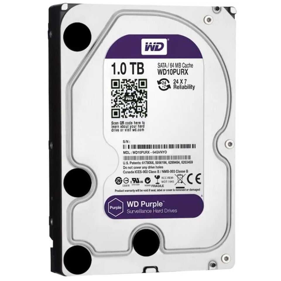 WD Purple 1TB 3.5'' WD10PURX Sata 7/24 Güvenlik Disk (1Yıl Garanti) ITH