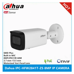 DAHUA IPC-HFW2841T-ZAS-27135 8Mpix, 2,7-13,5mm Motorize Lens, H265+, 80Mt Gece Görüşü, Dahili Mikrofon, Starlight, IP67,  PoE Bullet IP Kamera