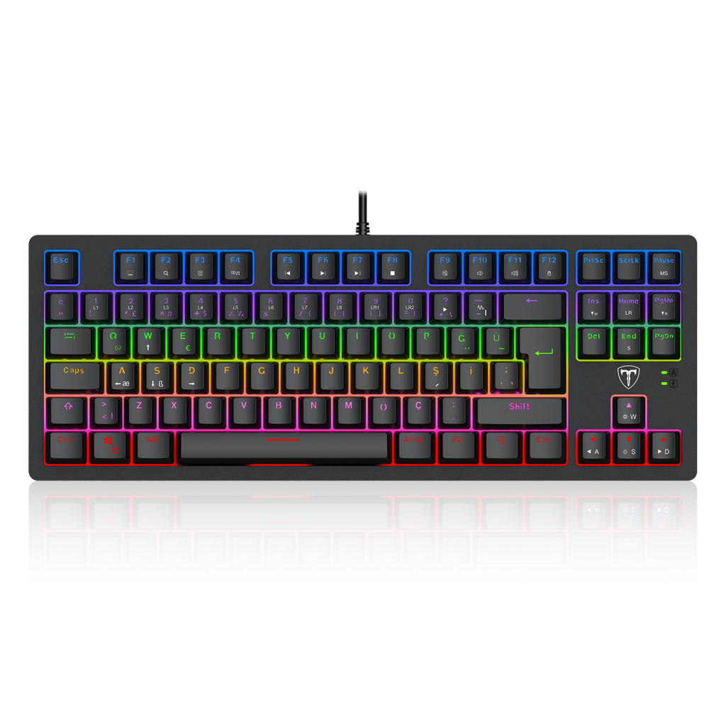 T-DAGGER BALI, T-TGK311-BL, USB Kablolu, Türkçe Q,  Rainbow Backlight, Blue Mekanik Switch, 87 Tuşlu, Gaming Klavye