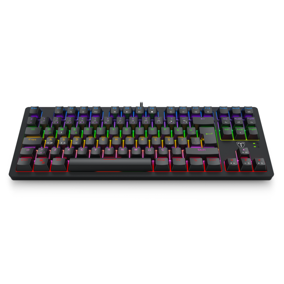 T-DAGGER BALI, T-TGK311-BL, USB Kablolu, Türkçe Q,  Rainbow Backlight, Blue Mekanik Switch, 87 Tuşlu, Gaming Klavye