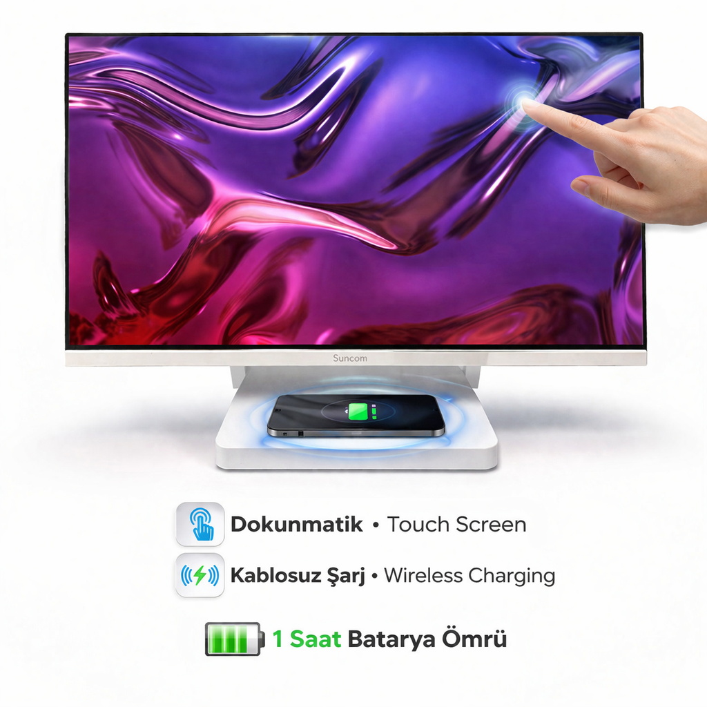 SUNCOM Touch SCA-134T i5-14450H 16GB 512GB SSD O/B Dokunmatik 23.8'' Beyaz DOS All in One PC Bataryalı