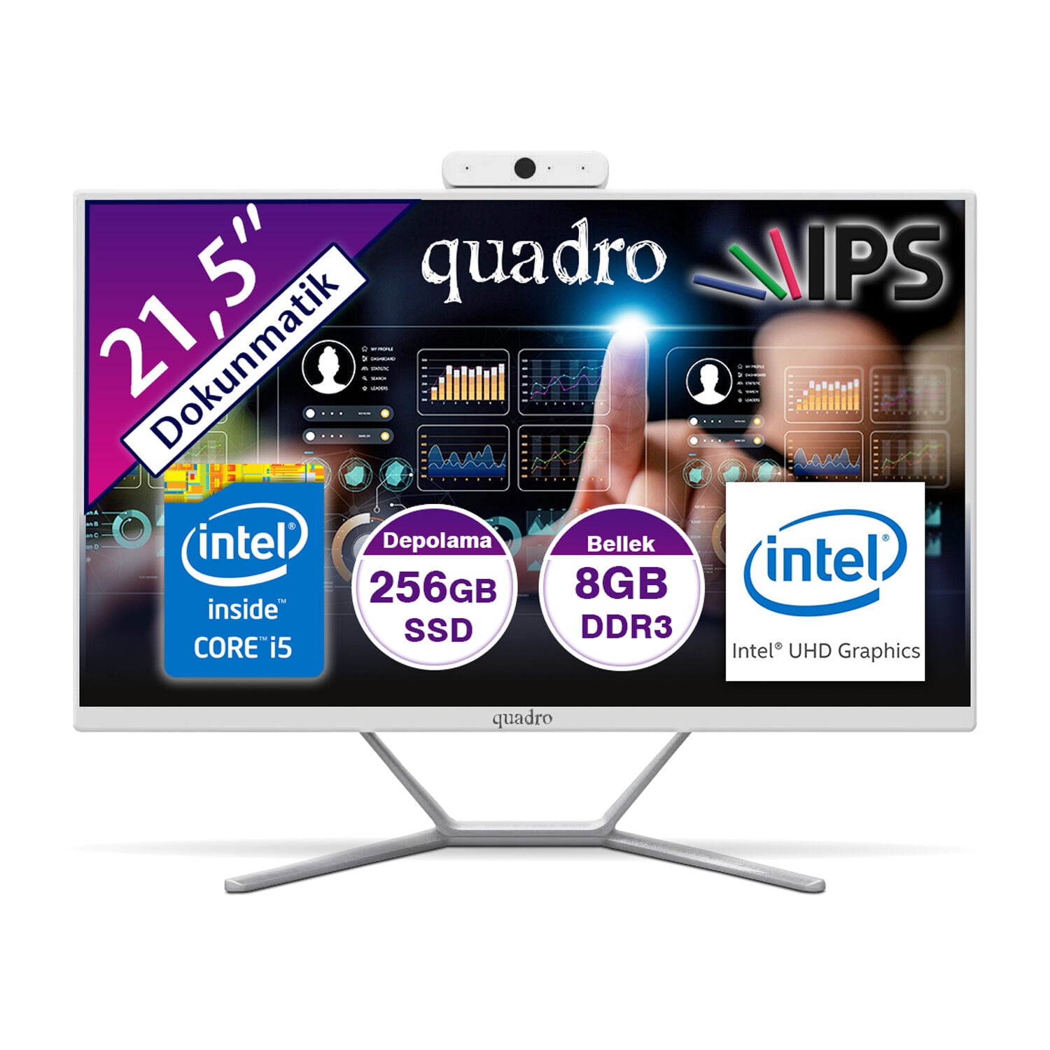 QUADRO STARK TOUCH H8122 T45825 i5-4590S 8GB 256GB SSD Dokunmatik 21.5'' DOS All in One PC