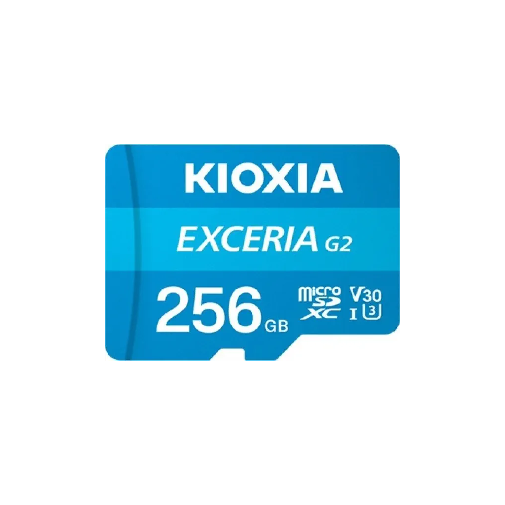 KIOXIA 256GB ExceriaG2, LMEX1L256GG2, U1 V30 4K,  CL10, 100Mb/s, MicroSD Kart Bellek (SD Adaptörlü)