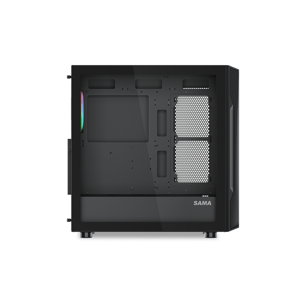 SAMA S40BK Black, H700BK 700W, 80 PLUS, Tempered Glass Panel, Mesh Ön Panel, Type-C, 4x120mm ARGB Fan, ATX, GAMING KASA