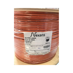 NEXANS NEX1611TF5, TURUNCU, CAT6, 500M, 23AWG (0,58mm), UTP, %100 Bakır, LSZH Halogen Free, Makara, Kablo
