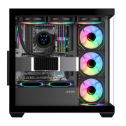 SAMA SV01BK Black, B750BK 750W, 80+ Bronze, PCIE 5.1, ATX3.1, Tempered Glass Panel, Panoramic Tasarım, Type-C, 4x120mm ARGB Fan, ATX, GAMING KASA