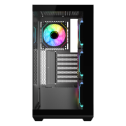 SAMA SV01BK Black, B750BK 750W, 80+ Bronze, PCIE 5.1, ATX3.1, Tempered Glass Panel, Panoramic Tasarım, Type-C, 4x120mm ARGB Fan, ATX, GAMING KASA