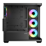 SAMA SV01BK Black, B750BK 750W, 80+ Bronze, PCIE 5.1, ATX3.1, Tempered Glass Panel, Panoramic Tasarım, Type-C, 4x120mm ARGB Fan, ATX, GAMING KASA