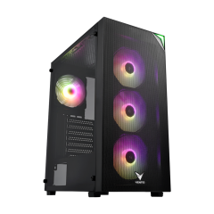 VENTO VG3400S Mid Tower, Siyah, Temperli Cam, RGB, ATX GAMING KASA (PSU YOK)