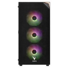 VENTO VG3400S Mid Tower, Siyah, Temperli Cam, RGB, ATX GAMING KASA (PSU YOK)