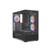 SAMA V40BK Black, B750BK 750W, 80+ Bronze, PCIE 5.1, ATX3.1, Tempered Glass Panel, Panoramic Tasarım, Type-C, 6x120mm ARGB Fan, ATX, GAMING KASA