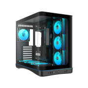 SAMA V62BK Black, B850BK 850W, 80+ Bronze, PCIE 5.1, ATX3.1, Tempered Glass Panel, Panoramic Tasarım, Type-C, 7x120mm ARGB INFINITY Fan, ATX, GAMING KASA