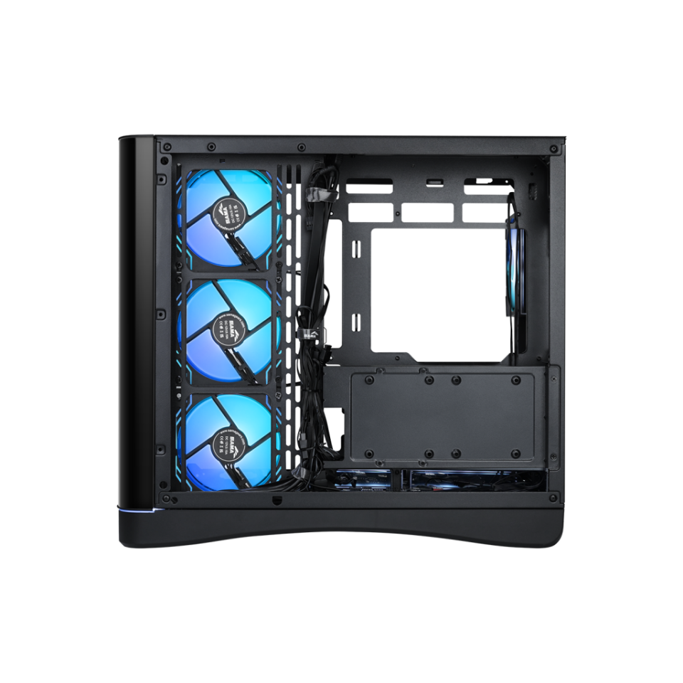 SAMA V62BK Black, B850BK 850W, 80+ Bronze, PCIE 5.1, ATX3.1, Tempered Glass Panel, Panoramic Tasarım, Type-C, 7x120mm ARGB INFINITY Fan, ATX, GAMING KASA