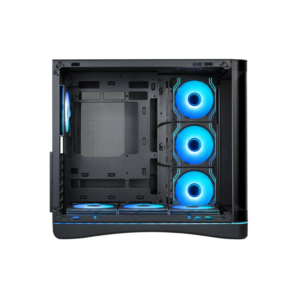 SAMA V62BK Black, B850BK 850W, 80+ Bronze, PCIE 5.1, ATX3.1, Tempered Glass Panel, Panoramic Tasarım, Type-C, 7x120mm ARGB INFINITY Fan, ATX, GAMING KASA
