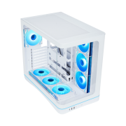 SAMA V62WH White, G1000WH 1000W, 80+ Gold, Full Modüler, PCIE 5.1, ATX3.1, Tempered Glass Panel, Panoramic Tasarım, Type-C, 7x120mm ARGB INFINITY Fan, ATX, GAMING KASA
