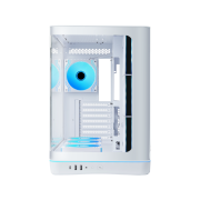 SAMA V62WH White, G1000WH 1000W, 80+ Gold, Full Modüler, PCIE 5.1, ATX3.1, Tempered Glass Panel, Panoramic Tasarım, Type-C, 7x120mm ARGB INFINITY Fan, ATX, GAMING KASA