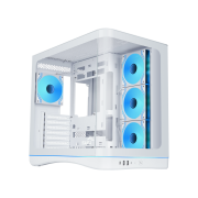 SAMA V62WH White, G1000WH 1000W, 80+ Gold, Full Modüler, PCIE 5.1, ATX3.1, Tempered Glass Panel, Panoramic Tasarım, Type-C, 7x120mm ARGB INFINITY Fan, ATX, GAMING KASA