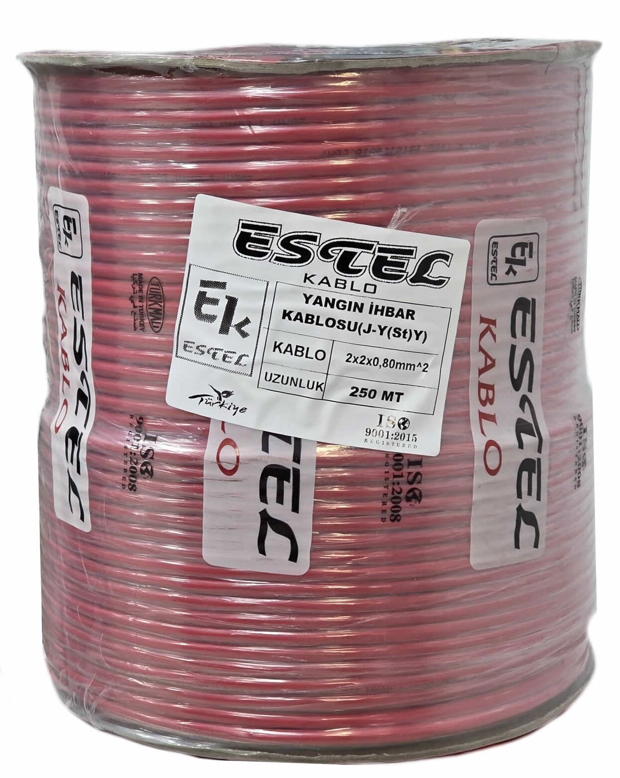 ESTEL YANGIN KABLOSU CCA 2x2x0,80+0.50 KIRMIZI(PVC) 250MT