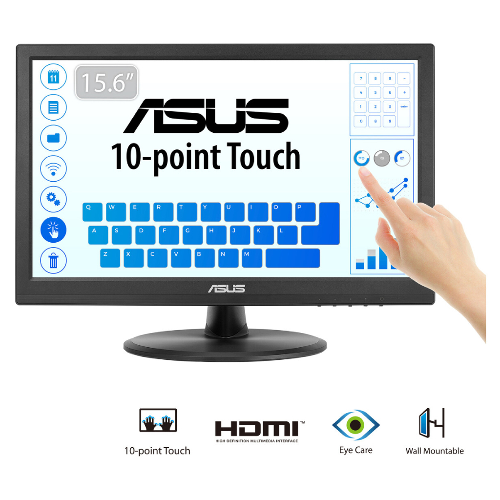 ASUS VT168HR 15.6" 5ms, 60Hz, Dokunmatik, HDMI, D-Sub, Düşük Mavi Işık, FreeSync, TN Panel Monitör