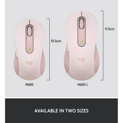 LOGITECH 910-006254, M650 Signature, Rose, Sağ El, USB Nano 2,4G Kablosuz, 4000dpi, Optik, 5 Tuşlu, 24ay Pil Ömrü, Sessiz Mouse