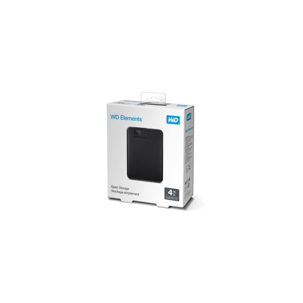 WD WDBU6Y0040BBK-WESN, Elements, 4TB, 2.5", USB3.0, Taşınabilir, Harici HDD, Siyah (Türkiye Distribütörü Garantili)
