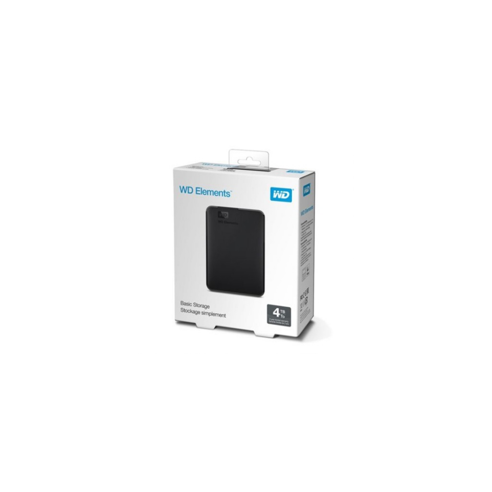 WD WDBU6Y0040BBK-WESN, Elements, 4TB, 2.5", USB3.0, Taşınabilir, Harici HDD, Siyah (Türkiye Distribütörü Garantili)