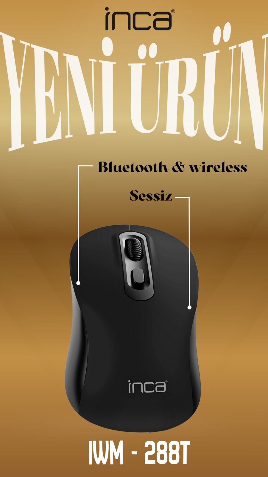 INCA IWM-288T Bluetooth & 2.4G Kablosuz siyah Ergonomic Design Silent 