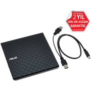 ASUS SDRW-08D2S-U Lite, Usb 2.0, External, Siyah, Slim, Optik Okuyucu/Yazıcı