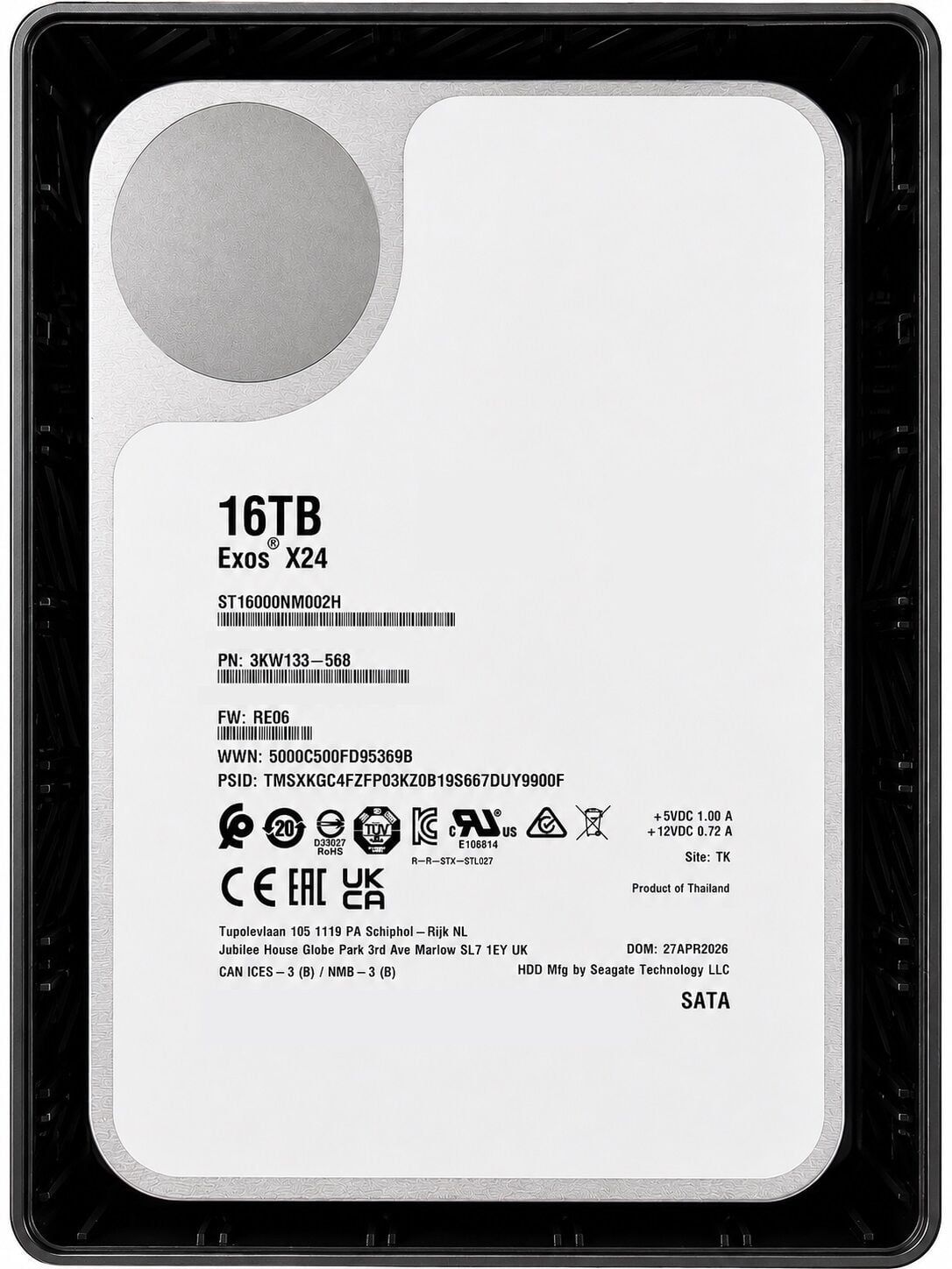 SEAGATE ST16000NM002H EXOS X24 3.5'' 16TB 7200rpm 512MB SATA (2 Yıl İthalatçı Garantili) Enterprise 7/24 Harddisk