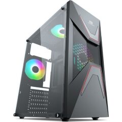 POWER BOOST VK-G3621C PSU'suz 3x12CM RGB FAN MIDI TOWER PENCERELİ 2xUSB2.0/1xUSB3.0 SİYAH KASA