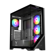 VENTO VG4202FL Mid Tower, 750W 80+ Siyah, Temperli Cam, RGB, ATX GAMING KASA