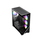 VENTO VG4202FL Mid Tower, 850W 80+ Siyah, Temperli Cam, RGB, ATX GAMING KASA