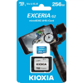 KIOXIA 256GB ExceriaG2, LMEX2L256GG2, U1 V30 4K,  CL10, 100Mb/s, MicroSD Kart Bellek (SD Adaptörlü)