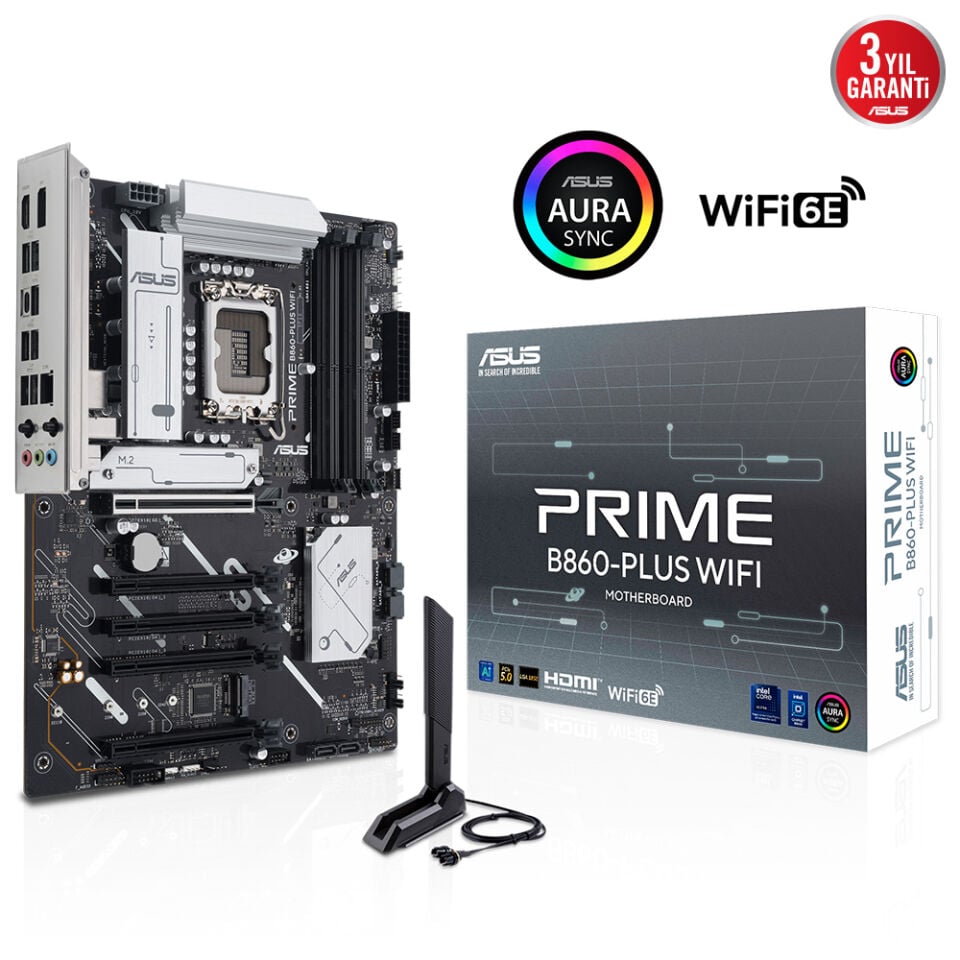 ASUS PRIME B860-PLUS WIFI 4x DDR5 DP/HDMI 2x M.2 1x 2.5GLAN/WIFI/BT USB3.2 1851P ANAKART