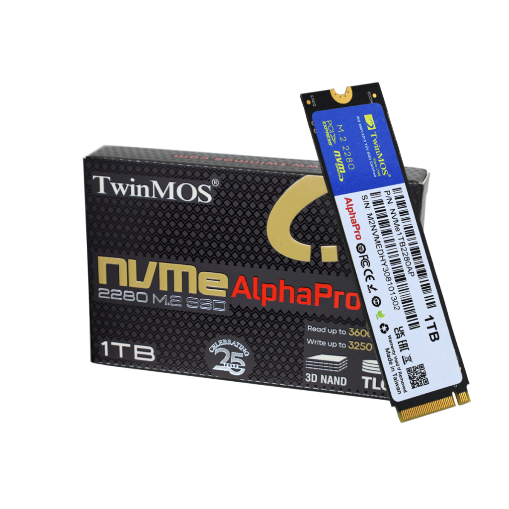 TwinMOS NVMe1TB2280AP, AlphaPro, 1TB, 3600-3250Mb/s, Gen3, NVMe PCIe M.2 2280, SSD, TLC, 3DNAND