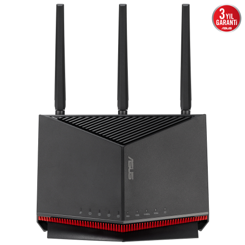 ASUS RT-BE86U, BE6800, 4 Port, 6800Mbps, Dual Band, WİFİ 7, AiMesh, AiProtection Pro, Gigabit Extendable Router